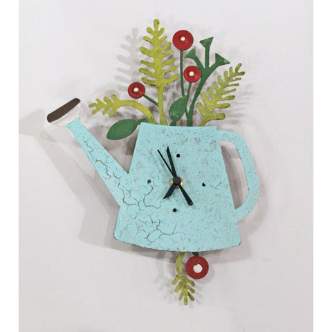 Watering Can Light Teal Wall Clock