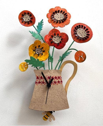 Flower Teapot Pendulum Wall Clock