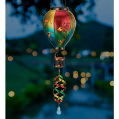 Hot Air Balloon Hummingbird Solar Lantern & Spinner