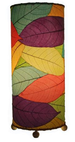Cocoa Leaf Real Leaves, Sustainable, Fair-trade Multicolor Cylinder Table Lamp