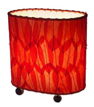 Red Mini Guyabano Real Leaves, Fair-trade, Sustainable, Table Lamp