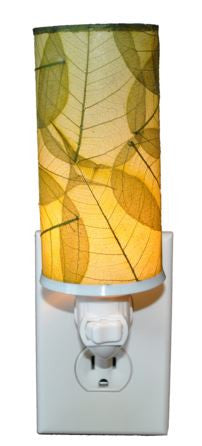 Green Cylinder Real Leaves, Fair-trade, Sustainable, Night Light