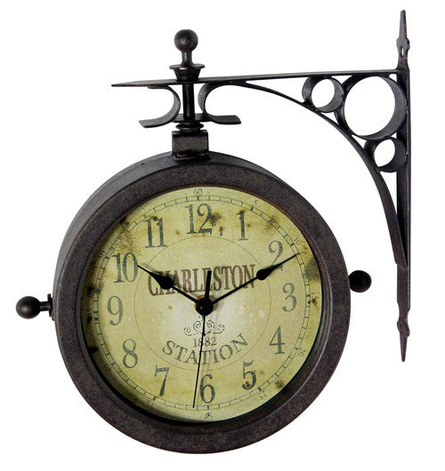Charleston Indoor/Outdoor Wall Clock Thermometer - 12 x 3.5 x 11