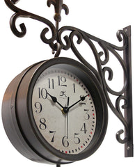 Beauregard Indoor/Outdoor Double Sided Clock & Thermometer