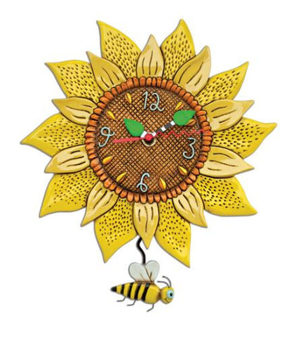 Bee Sunny Sunflower Pendulum Wall Clock