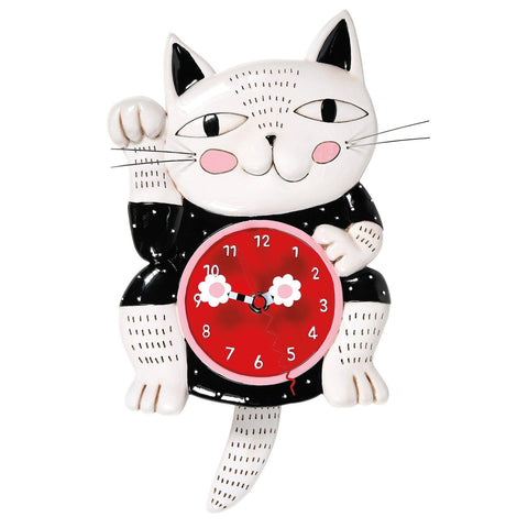 Lucky Cat Pendulum Wall Clock