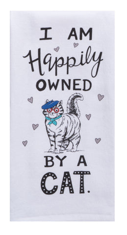 Happily Owned by a Cat Dual Purpose Terry Towel