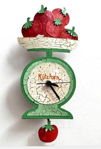 Tomato Scale Pendulum Wall Clock