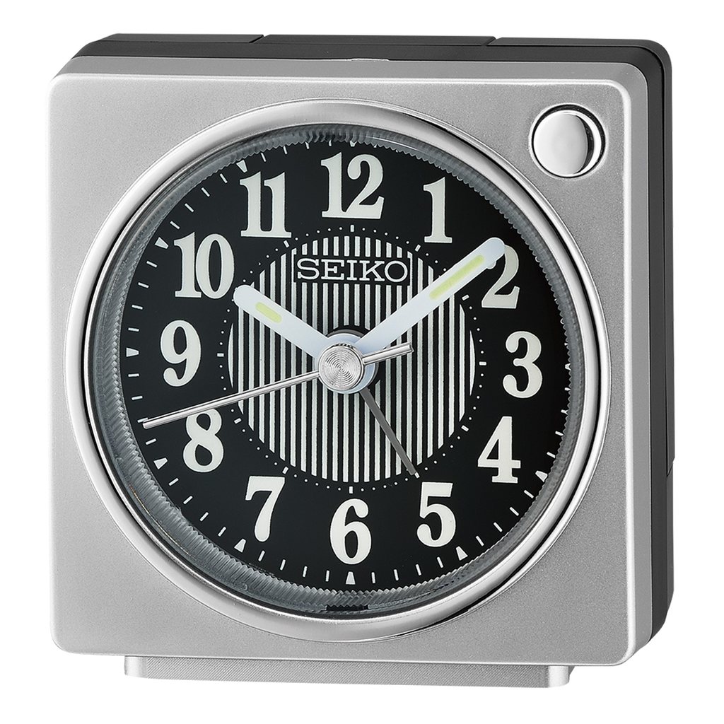 Fuji Silver with Black Face Alarm Clock