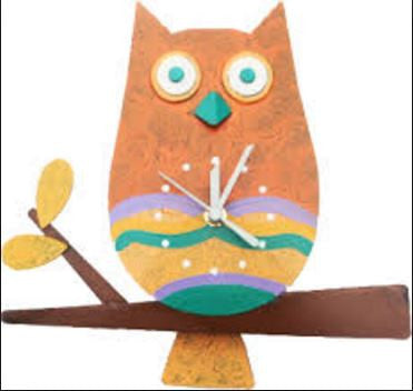 Owl in Orange Wall Clock