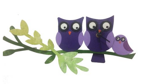 Purple Lover Owls Pendulum Wall Clock