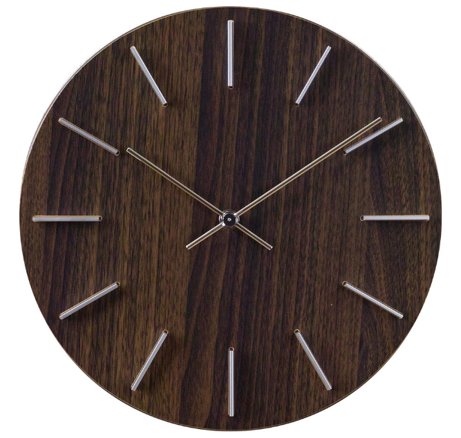 Wall Clock Wood Grain Brown 12"