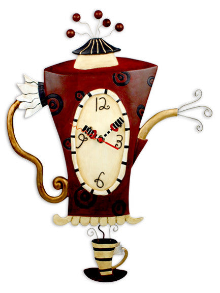 Steamin' Teapot Pendulum Wall Clock