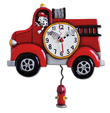 Big Red Firetruck Wall Pendulum Clock