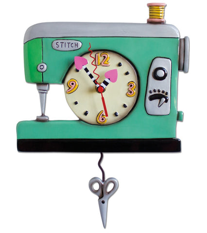 Stitch Sewing Machine Pendulum Wall Clock