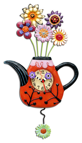 Flower-tea-ful Pendulum Wall Clock