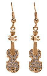 Violin Goldtone Earrings