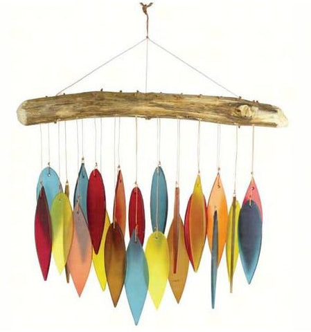 Santa Fe Colors Sea-Glass Leaves & Driftwood Wind Chime