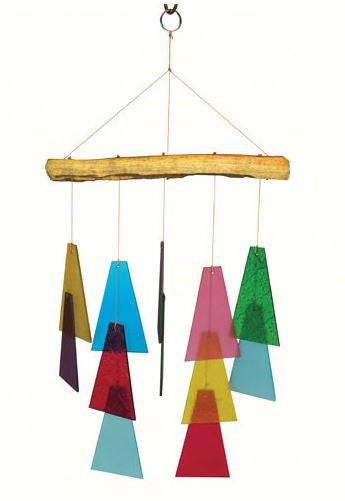 Recycled Drift Wood & Sea-Glass Trapezoid Wind Chime