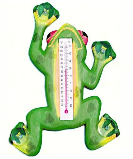 Climbing Green Frog Small Window Thermometer