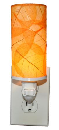 Orange Cylinder Real Leaves, Fair-trade, Sustainable, Night Light