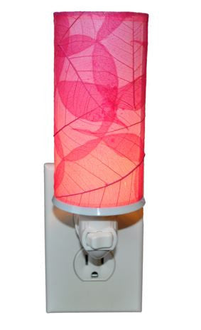 Pink Cylinder Real Leaves, Fair-trade, Sustainable, Night Light