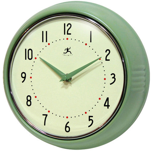 Retro Green Metal Wall Clock