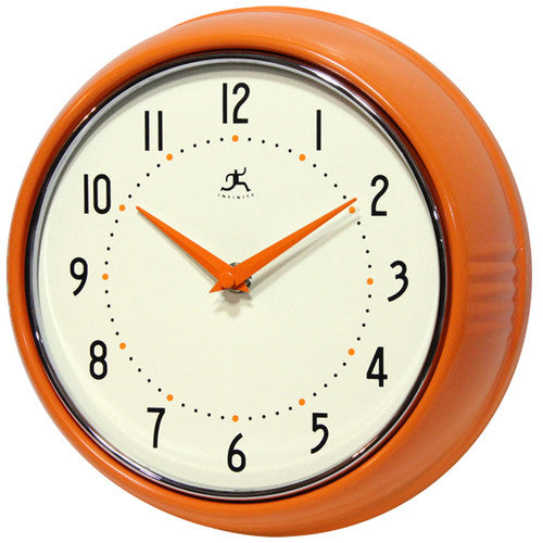 Retro Orange Metal Wall Clock