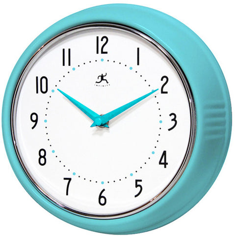 Retro Turquoise Metal Wall Clock