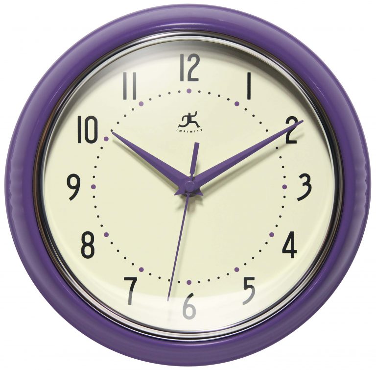 Retro Purple Metal Wall Clock