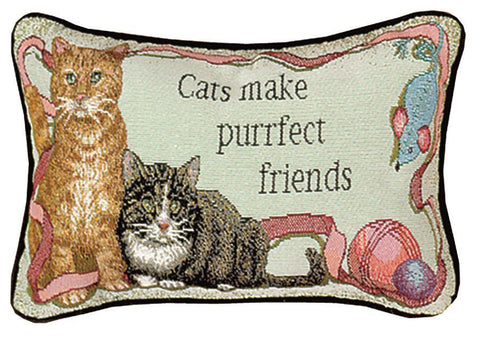 Cats Make Purrfect Friends Word Pillow