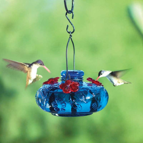 Blue Bloom Calliope Recycled Glass Hummingbird Feeder