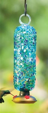 Ocean Filigree Recycled Glass Hummingbird Feeder
