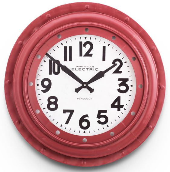 Red Electric Round Wall Clock