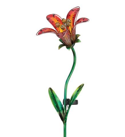 Tiger Lily Red Solar Stake