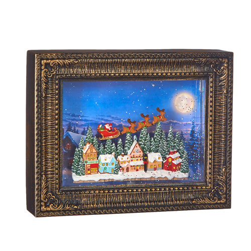 Flying Santa Lighted Water Picture Frame
