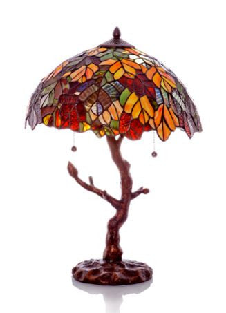 Autumn Leaves Table Lamp With Tree Trunk Base