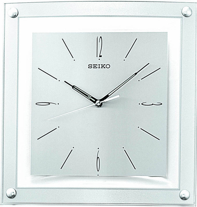 Square Floating Dial Wall Clock with Quiet Sweep - Silvertone