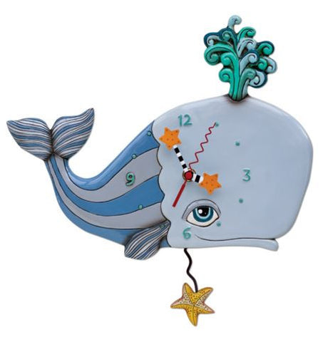 Spouting Off Whale Pendulum Wall Clock