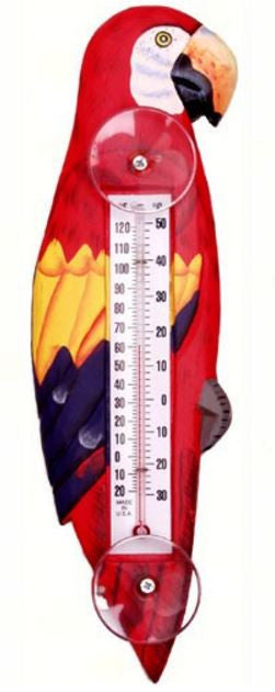 Red Parrot Small Window Thermometer