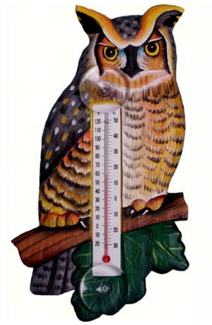 Horned Owl Small Window Thermometer