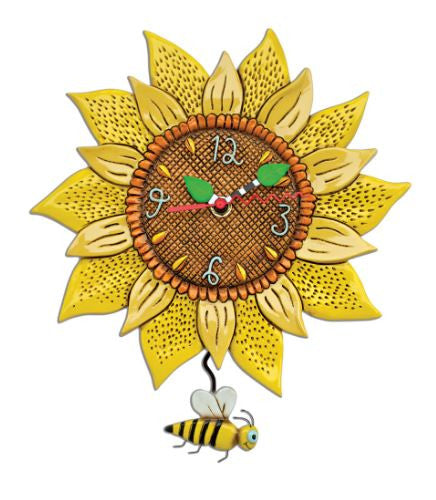 Bee Sunny Sunflower Pendulum Wall Clock